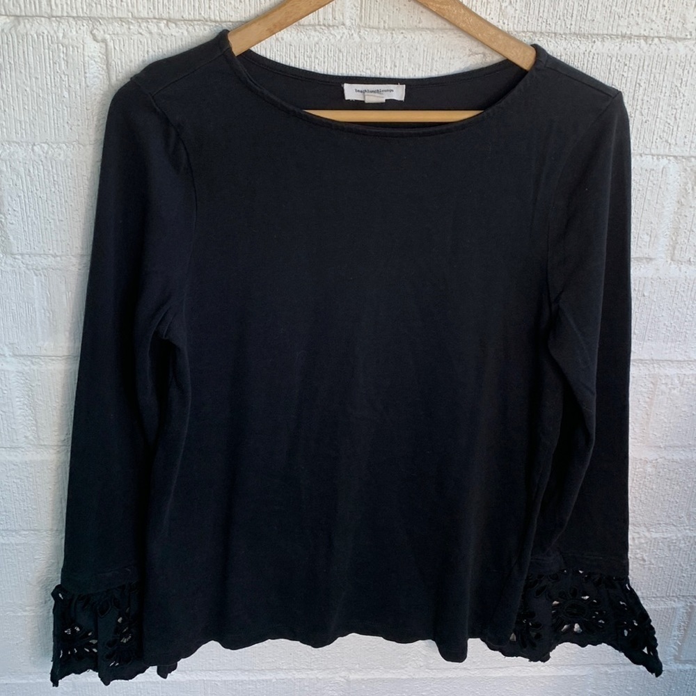 Beachlunchlounge Eyelet Bell Sleeve Long Sleeve Top sz S - Picture 2 of 8